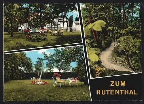 AK Heiligenberg / Vilsen, Gasthaus und Kaffeegarten zum Rutenthal in drei Ansichten