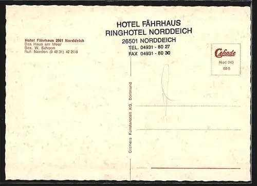 AK Norddeich / Nordseebad, Hotel Fährhaus in vier Ansichten