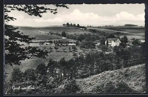 AK Rom / Sieg, Gasthof und Pension Heinrich Klein von einen Berg aus gesehen