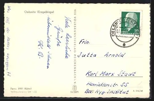 AK Oelsnitz / Erzg, Totale der Ortschaft