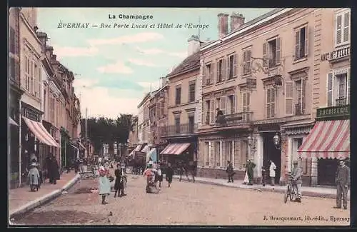 AK Èpernay, Rue Porte Lucas et Hotel de l`Europe