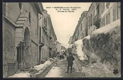 AK Barèges, Avalanche du 2.2.1907, Entrée de l`Eglise