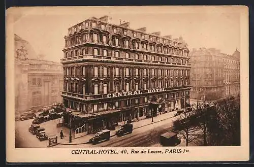 AK Paris, Central-Hotel, 40, Rue du Luvre