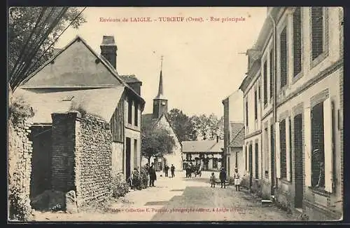 AK Tuboeuf, Rue Principale, Hauptstrasse mit Blick zur Kirche