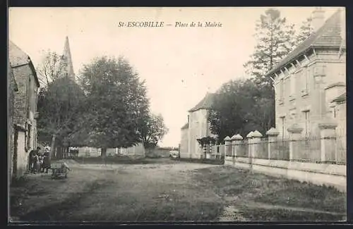 AK Saint-Escobille, Place de la Mairie