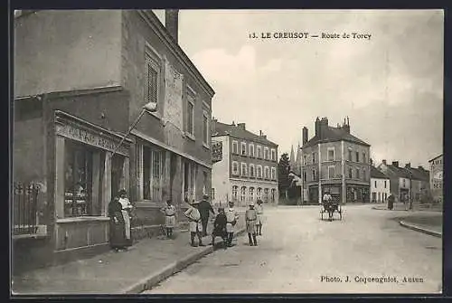 AK Le Creusot, Route de Torcy, Geschäfte