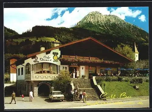 AK Kleinarl /Salzburg, Cafe-Bar Annemarie Moser-Pröll mit Bergspitze