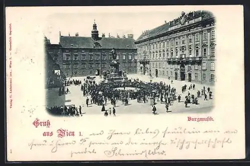 AK Wien, Hofburg, Burgmusik am Denkmal