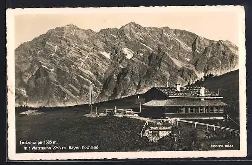 AK Gotzen-Alm /Berchtesgaden, Blick auf den Watzmann