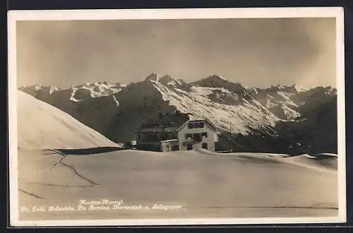 AK Muottas Kulm, Piz Palü, Bellavista, Piz Bernina, Morteratsch und Sellagruppe