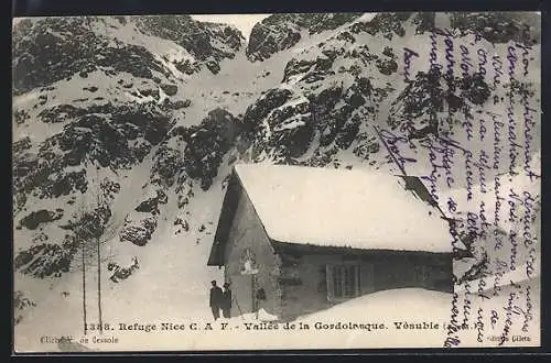 AK Refuge Nice C. A. F., Berghütte im Schnee