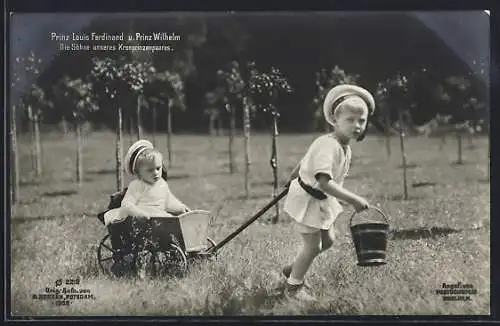 AK Prinz Louis Ferdinand und Prinz Wilhelm, die Söhne von Kronprinz Wilhelm von Preussen