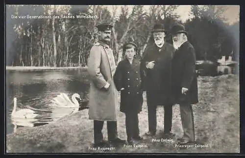 AK Die vier Generationen des Hauses Wittelsbach, Rupprecht, Luitpold, Ludwig und der Prinzregent von Bayern, Montage