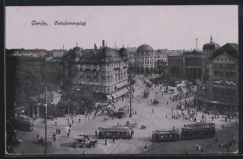 AK Berlin-Tiergarten, Potsdamerplatz mit Strassenbahn