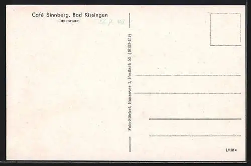 AK Bad Kissingen, Cafe Sinnberg, Innenraum