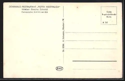 AK Porta Westfalica, Denkmals Restaurant mit Vorgarten