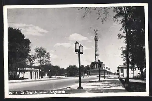 AK Berlin-Tiergarten, Motiv der Ost-West-Achse mit Siegessäule