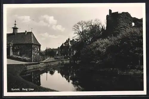 AK Krefeld, Blick zur Burg Linn