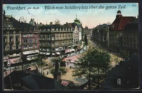 AK Frankfurt am Main, Schillerplatz und Zeil mit Geschäften