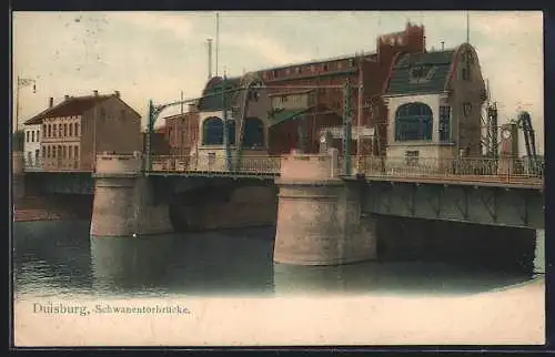 AK Duisburg, Strassenbrücke an der Schwanentorbrücke