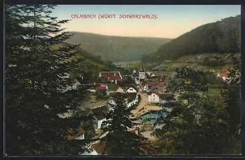 AK Calmbach /Württ. Schwarzwald, Teilansicht mit Strassenpartie