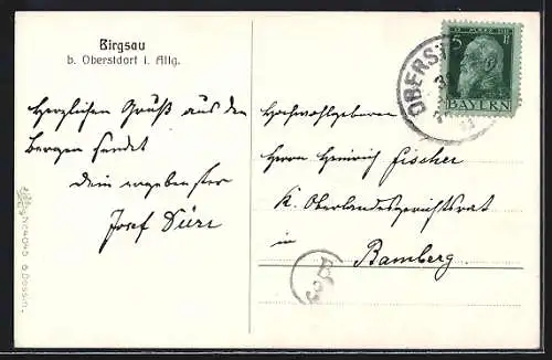 AK Birgsau, Ortsansicht mit Bergen, Kühe