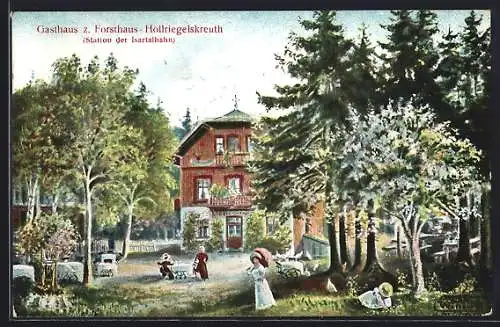 AK Höllriegelskreuth, Gasthaus zum Forsthaus, Inh. Johann Buchberger