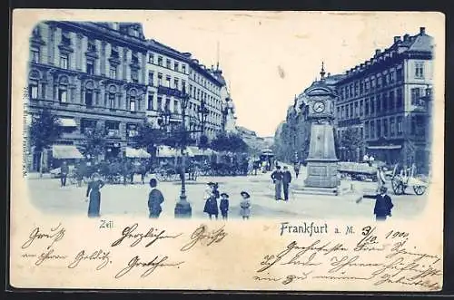 AK Frankfurt a. M., Zeil mit Uhrturm