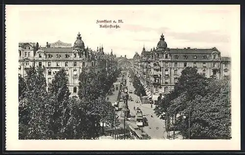 AK Frankfurt a. Main, Blick über die Kaiserstrasse mit Strassenbahnen