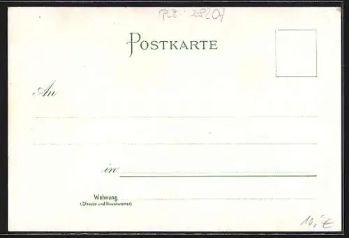 Lithographie Bremen, Dom, Rathaus mit Roland, Pferdebahn