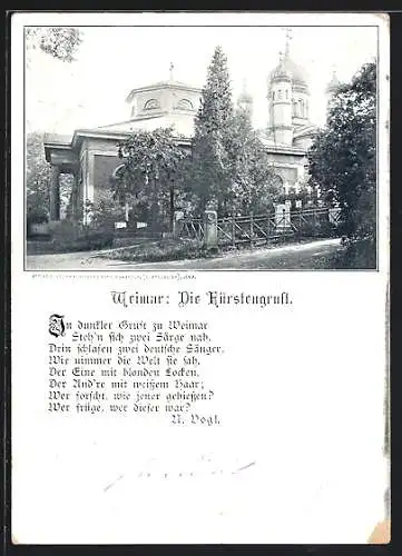 AK Weimar / Thüringen, die Fürstengruft, Gedicht von Vogl