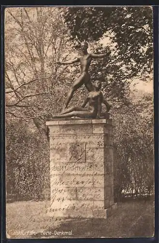 AK Frankfurt-Bornheim / Main, Heine Denkmal, Friedberger Anlage