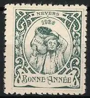 Reklamemarke Nevers, Bonne Année 1920, Mann mit Sack