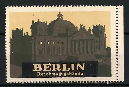 Reklamemarke Berlin, Reichstagsgebäude, Silhouette des Reichstagsgebäudes