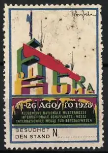 Reklamemarke Fiume, Fiera 1926, Messe-Gebäude