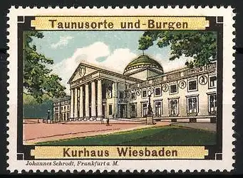 Reklamemarke Wiesbaden, Kurhaus Wiesbaden, Kolonnaden und Kuppel