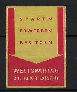 Reklamemarke Weltspartag 31. Oktober, Pfeilsymbol