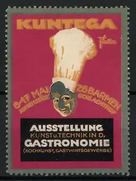 Reklamemarke Barmen, Ausstellung Gastronomie, Kochmütze