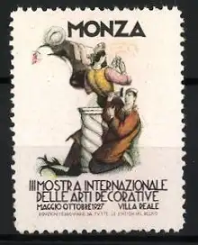 Reklamemarke Monza, III Mostra Internazionale delle Arti Decorative 1927, Künstler bei der Arbeit