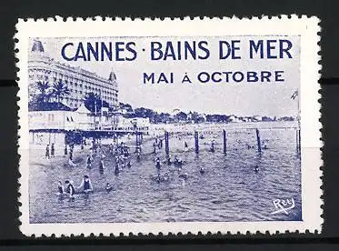 Reklamemarke Cannes, Bains de Mer, Strandansicht