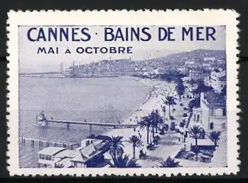 Reklamemarke Cannes, Bains de Mer, Strandansicht