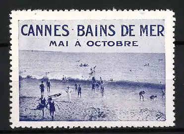 Reklamemarke Cannes, Bains de Mer, Strandansicht