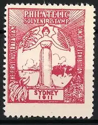 Reklamemarke Sydney, Philatelic Souvenir Stamp Exhibition 1911, weibliche Figur