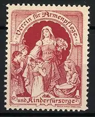 Reklamemarke Verein für Armenpflege und Kinderfürsorge, Frau mit Kindern