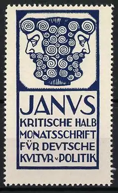 Reklamemarke JANVS Kritische Halbmonatsschrift, Januskopf-Symbol