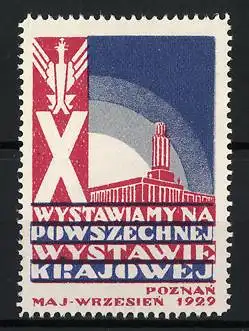 Reklamemarke Posen - Poznan, Wystawie Krajowej 1929, Ausstellungshalle