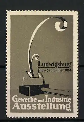 Reklamemarke Ludwigsburg, Gewerbe und Industrie Ausstellung 1914, Hammer & Hobel