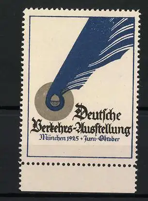 Reklamemarke München, Deutsche Verkehrs-Ausstellung 1925, stilisierte Lokomotive