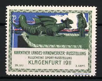 Reklamemarke Klagenfurt, Kärntner Landes-Handwerker-Ausstellung 1911, Lindwurm