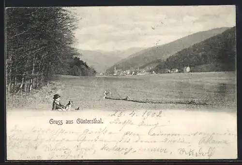 AK Güntersthal / Freiburg, Weide vor dem Ort